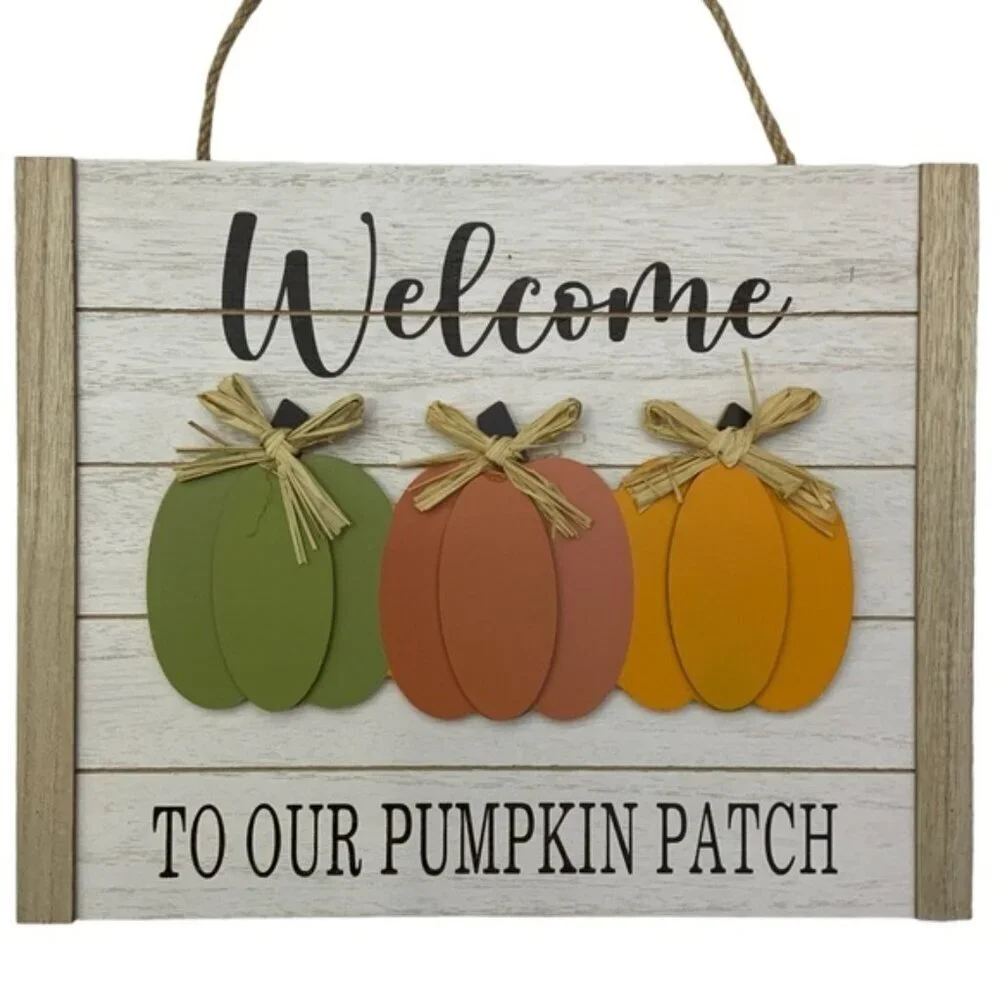 Shabby Chic Wall Hanging Farmhouse Harvest 3D Wood Pumpkin Rustic Multicolor NEW
